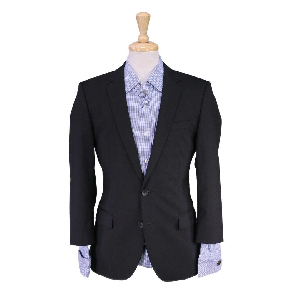 Hugo Boss Red Label Current Solid Black 2-Btn Slim Fit Wool Blazer 38S - Picture 2 of 10